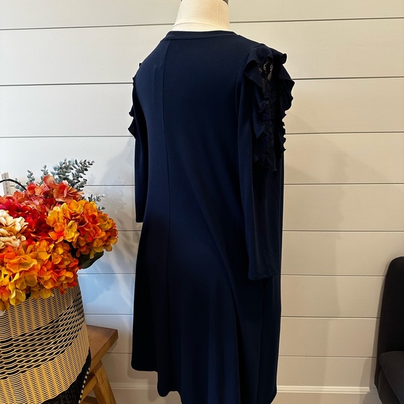 Lane Bryant navy blue soft cotton 3/4 sleeve dress 14-16 - Picture 7 of 11